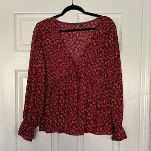 SHEIN Burgundy Floral Blouse